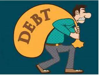 Debt - An amount of money that you owe to somebody.