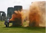 Climate activists of ‘just stop oil’ vandalise stonehenge monument