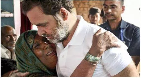 Rahul gandhi meets kin of those killed in hathras stampede