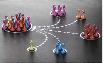 Segregation - The policy of keeping one group of people apart from another and treating them differently, especially because of race, sex, or religion (पृथक्करण) 