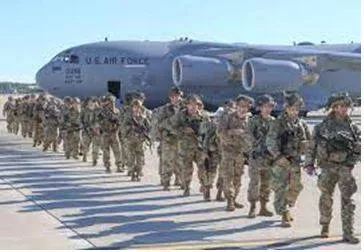 Deployed - To put soldiers or weapons in a position where they are ready to fight. (तैनात करना) 
