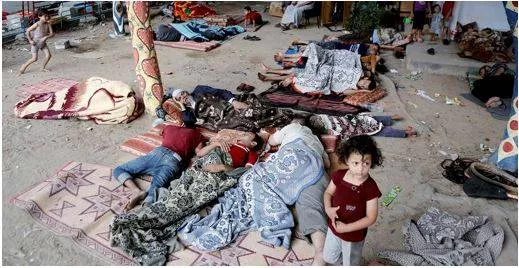 Displaced palestinians endure nights of horror in war ravaged gaza strip