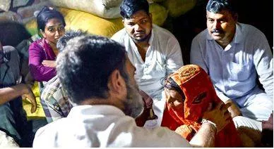 Rahul meets family of dalit man shot dead in rae bareli  promises to ensure justice