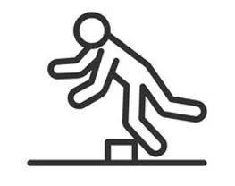 Stumbling - Tripping or losing balance while walking or running. (ठोकर खाना)