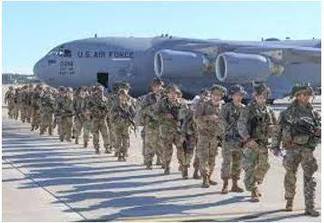 Deployed - To put soldiers or weapons in a position where they are ready to fight.