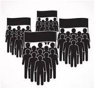 Faction - A small organized dissenting group within a larger one, especially in politics. (दल) 