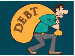 Debt - An amount of money that you owe to somebody.