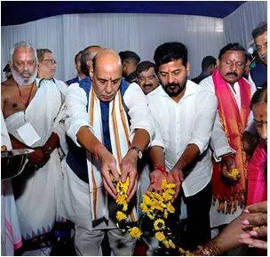 In telangana  rajnath lays foundation stone for navy radar station