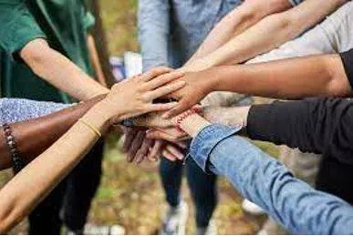 Gathered - To come or be brought together in a group. (इकट्ठा) 