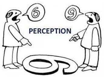 Perceived - The ability to see, hear, or become aware of something through the senses.