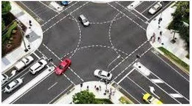 Intersect - The place where two or more roads, lines, etc. meet or cross each other.