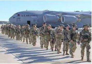 Deployed - To put soldiers or weapons in a position where they are ready to fight. (तैनात करना) 