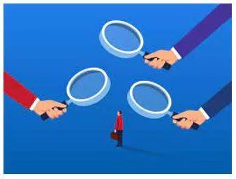 Scrutiny - Critical observation or examination. (जांच)
