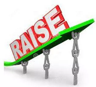 Raised - Lift or move to a higher position or level. (उठाना) 