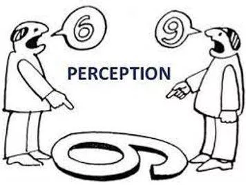 Perceived - The ability to see, hear, or become aware of something through the senses.