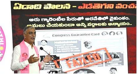 Brs alleges congress govt  in telangana failed to implement key poll promises