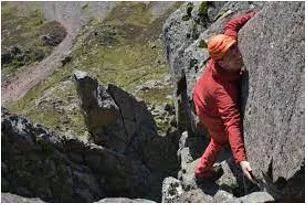 Scrambling - To move or climb quickly but with difficulty, often using your hands to help you.