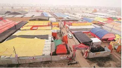Ahead of maha kumbh  race against time as tent city rises along ganga
