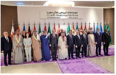 Saudi arabia calls for lifting syria curbs at talks with eu