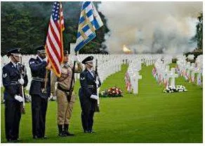 Commemorates - Recall and show respect for (someone or something). (स्मरण करना) 