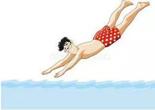 Plunge - Jump or dive quickly and energetically.
