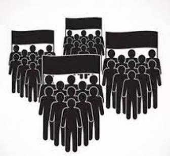 Faction - A small organized dissenting group within a larger one, especially in politics. (दल) 