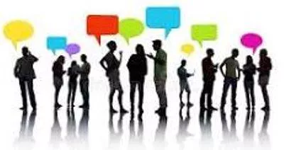 Interact - Act in such a way as to have an effect on each other. (बातचीत) 