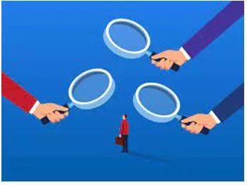 Scrutiny - Critical observation or examination. (जांच)