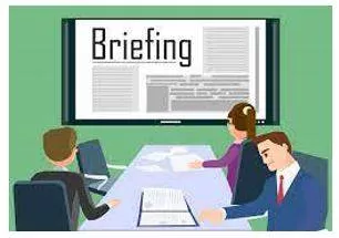 Briefing - Instructions or information that you are given before something happens.