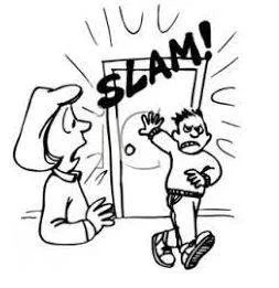Slammed - Shut (a door, window, or lid) forcefully and loudly. (पटक दिया)