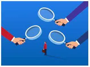 Scrutiny - Critical observation or examination. (जांच)