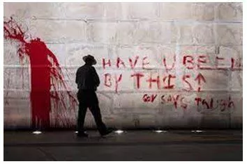 Vandalized - Deliberately destroy or damage (public or private property).