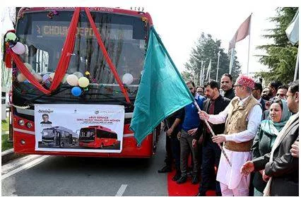 In a first  women in j&k get free bus service  cm flags off the initiative in srinagar