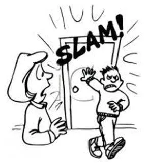 Slammed - Shut (a door, window, or lid) forcefully and loudly. (पटक दिया)