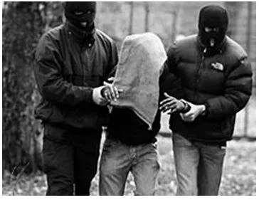 Abduction - The action of forcibly taking someone away against their will, typically to hold them captive. (अपहरण)