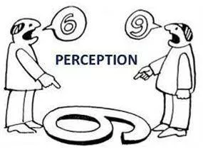 Perceived - The ability to see, hear, or become aware of something through the senses.