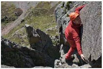 Scrambles - To move or climb quickly but with difficulty, often using your hands to help you.