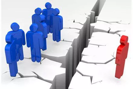 Alienation - To make someone feel that they are different and not part of a group. (अलग-थलग) 