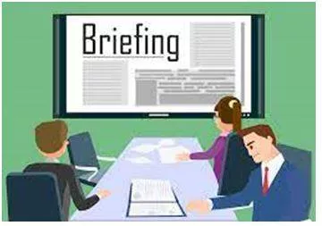 Briefing - Instructions or information that you are given before something happens. (विवरण)