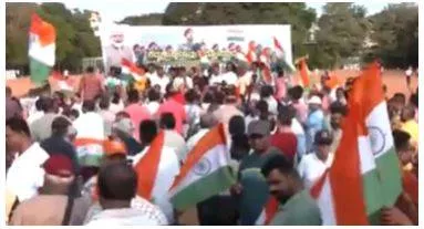 Bjp holds 'tiranga yatra' in bengaluru in support of indian armed forces