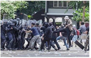 Insurgency - A person who rises in active revolt, typically against an established government or authority. (विद्रोही)