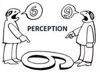 Perceived - The ability to see, hear, or become aware of something through the senses.