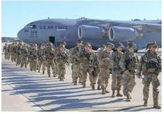 Deployed - To put soldiers or weapons in a position where they are ready to fight. (तैनात करना) 