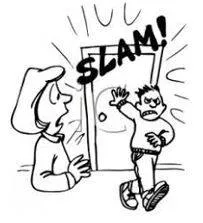 Slammed - Shut (a door, window, or lid) forcefully and loudly. (पटक दिया)