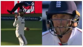 Ravindra jadeja dares joe root on 99  drops ball to spark drama  boos erupt at lord's for stalling england star’s ton