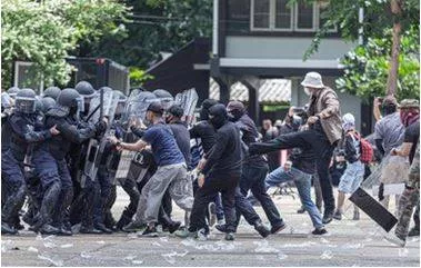 Insurgents - A person who rises in active revolt, typically against an established government or authority. (विद्रोही)