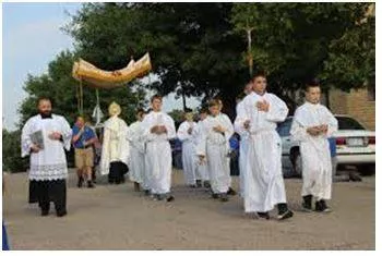 Processions - A number of people or vehicles moving forward in an orderly fashion, especially as part of a ceremony. (जुलूस) 