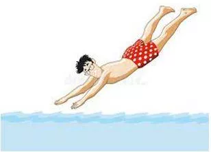 Plunged - Jump or dive quickly and energetically.