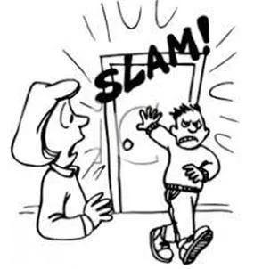 Slammed - Shut (a door, window, or lid) forcefully and loudly.