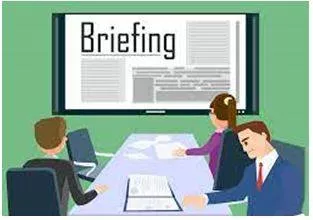 Brief - Instructions or information that you are given before something happens. (विवरण) 